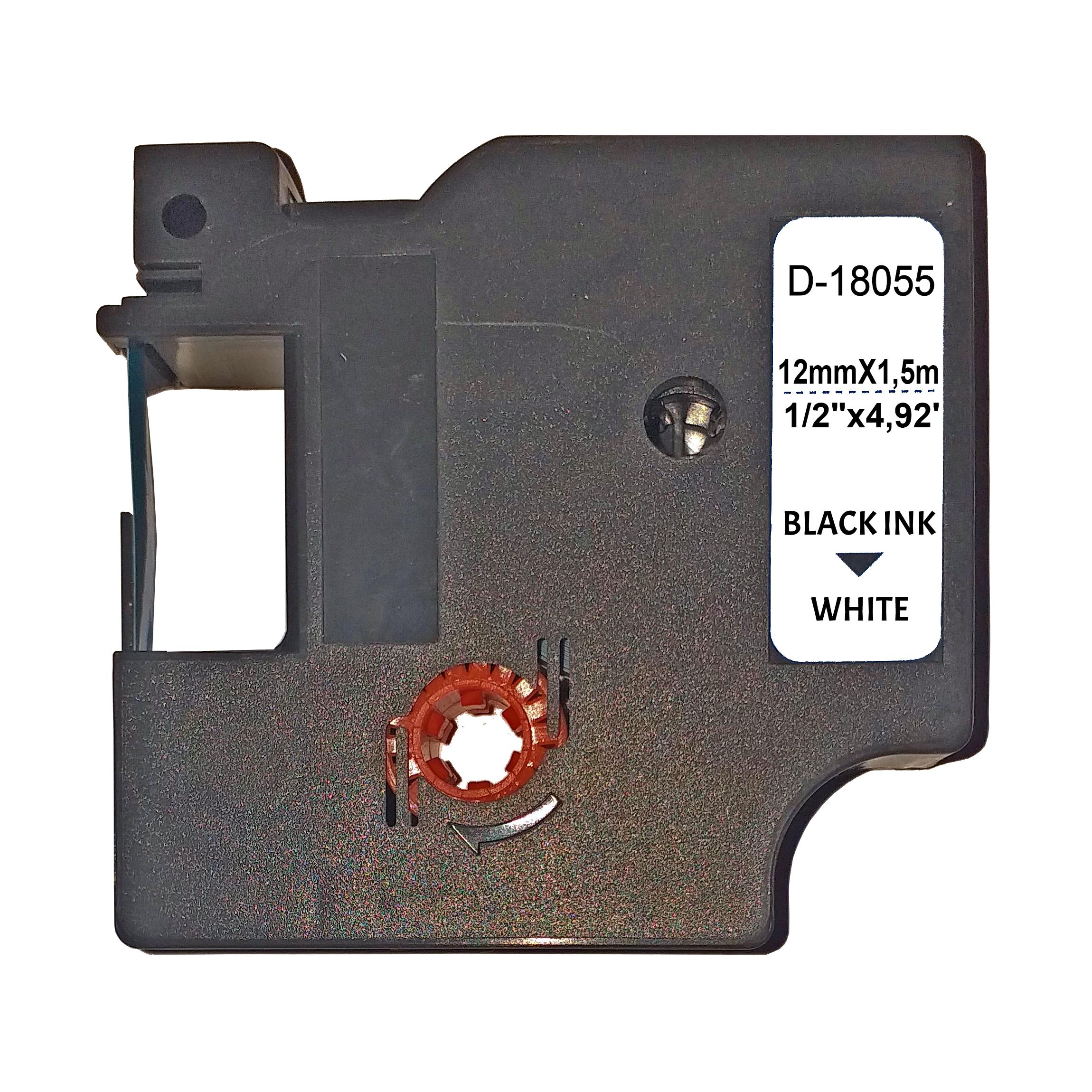 Трубка термоусадительная для принтеров этикеток UKRMARK 18055 совместимая с Dymo D1 18055 трубка 12 мм х 1,5 м для 2,97-5,13 мм Черный на белом