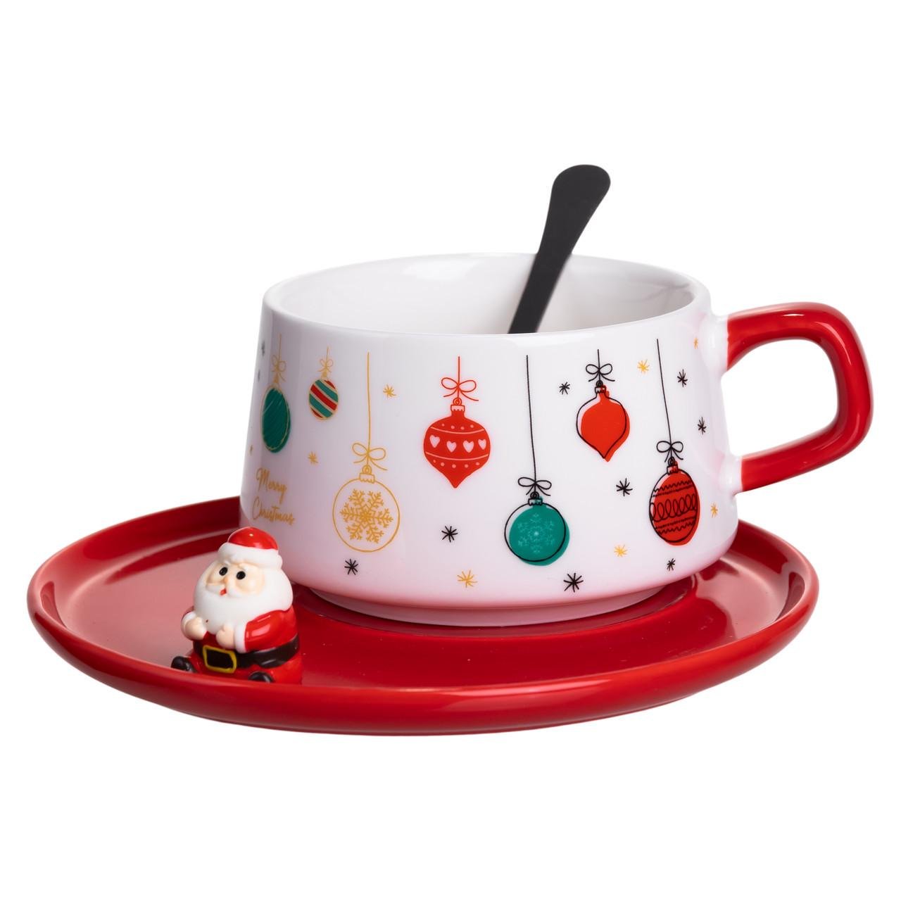 Чашка для латте-арту порцелянова Christmas Toys із блюдцем 250 мл (FM-CS-10B) - фото 3 Чашка для латте-арту порцелянова Christmas Toys із блюдцем 250 мл (FM-CS-10B) - фото 3