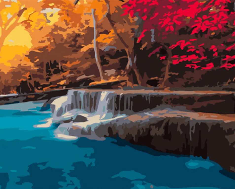 Картина по номерам Strateg Водопад в лесу 40x50 см (GS783)