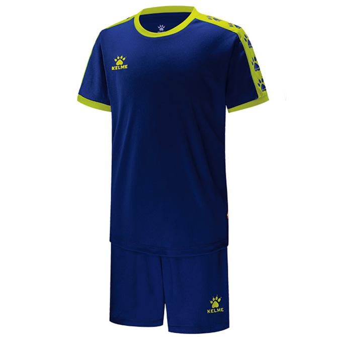Комплект футбольной формы детский Kelme College к/р р. 120 Темно-синий/Салатовый