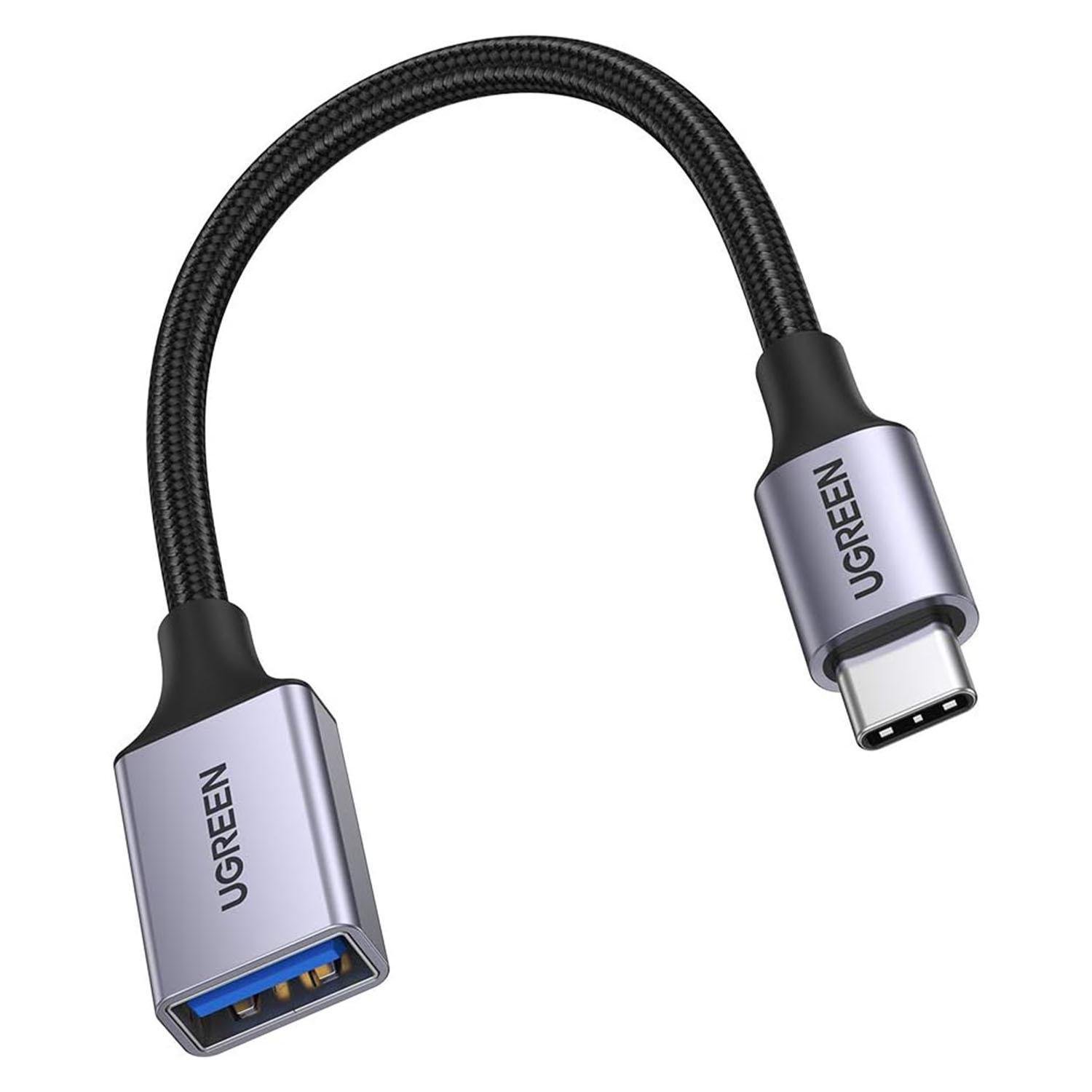 Переходник UGREEN Type-C-USB 3.0 OTG 15W 3A/5V 5 Гбит/с USB-C Thunderbolt на USB-A кабель Серый (70889)