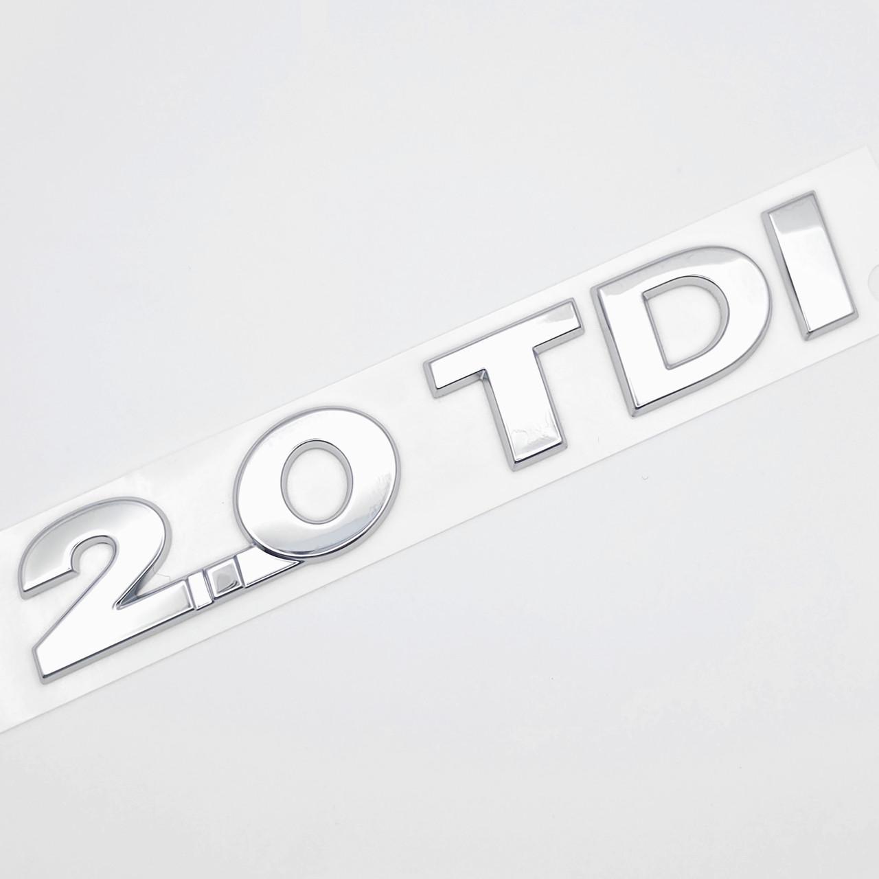 Эмблема надпись 2.0 TDI Volkswagen курсив 10,3х1,6 см ABS Хром глянец (3103482063)