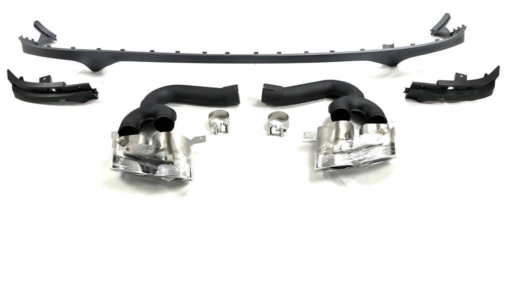 Диффузор задний с насадками QRS-Style 2018-2023 GT Tuning для Audi Q8 2018- гг. ABS-пластик Черный (132206)