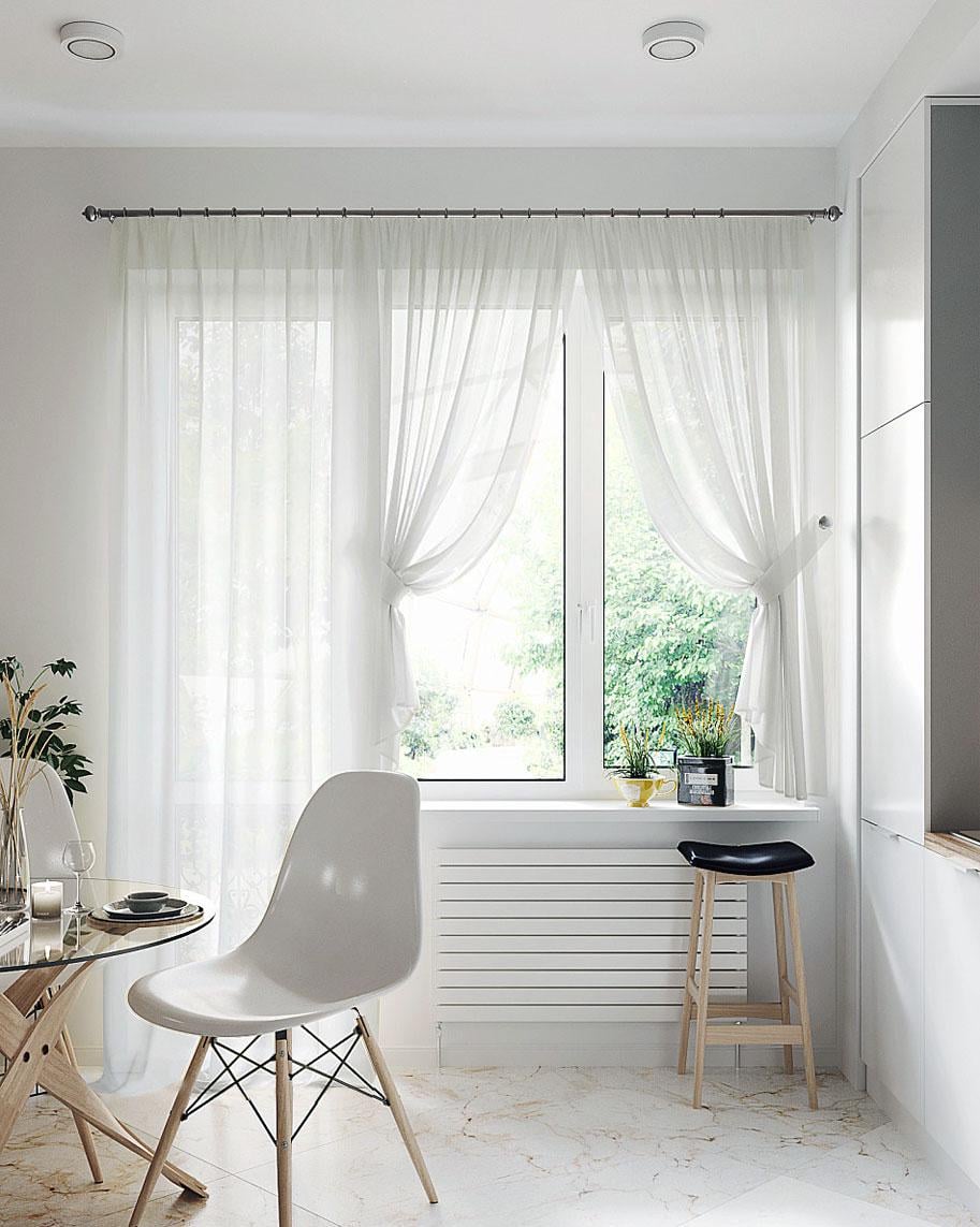 Комплект тюль Pivdenne вуаль на окно с балконной дверью Молочный (8839-balkon)