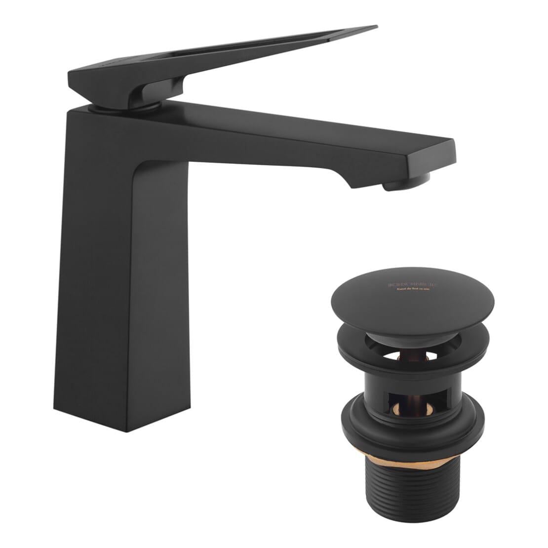 Смеситель для раковины Kroner KRP Ersel SCH0110BV однорычажный с донным клапаном Черный матовый (CV035473) Смеситель для раковины Kroner KRP Ersel SCH0110BV однорычажный с донным клапаном Черный матовый (CV035473)