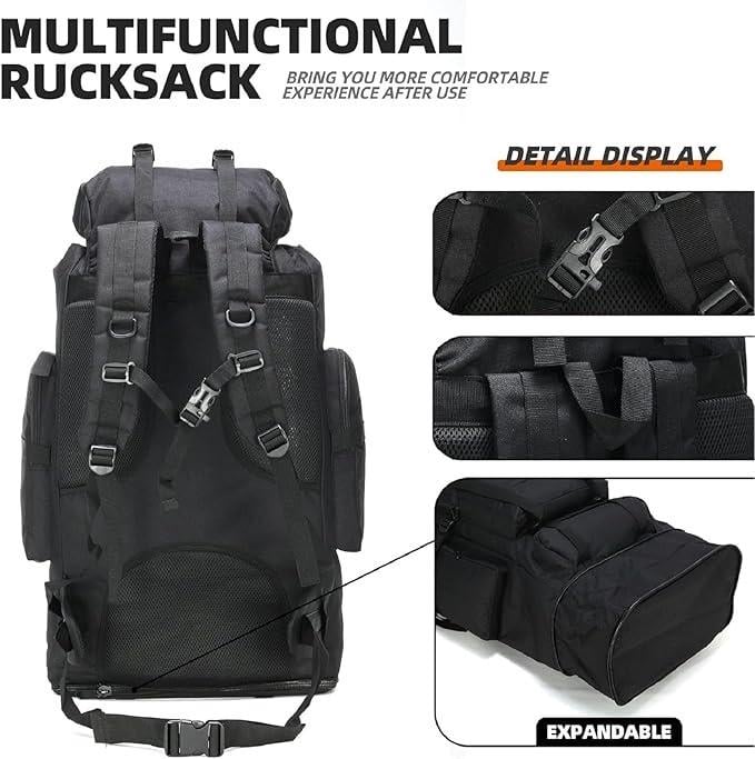 Рюкзак військовий водонепроникний 70-80 л Чорний (id_96786) - фото 9 Рюкзак військовий водонепроникний 70-80 л Чорний (id_96786) - фото 9