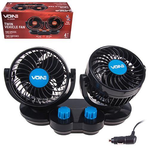 Вентилятор VOin HX-T307 4" 12V 6,5W подвійний дві швидкості/дві регулювання - фото 5 Вентилятор VOin HX-T307 4" 12V 6,5W подвійний дві швидкості/дві регулювання - фото 5