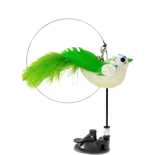 Іграшка дражнилка-вудка для котів Game Зелена пташка на присосці (34634634)