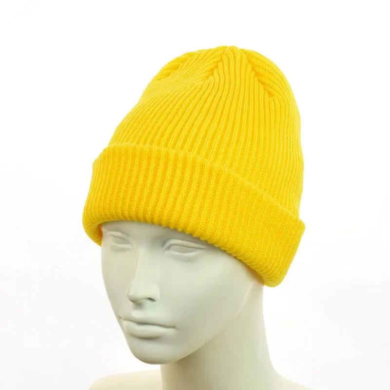 Шапка-біні 2в1 з відворотом подвійна в’язка унісекс one size Жовтий