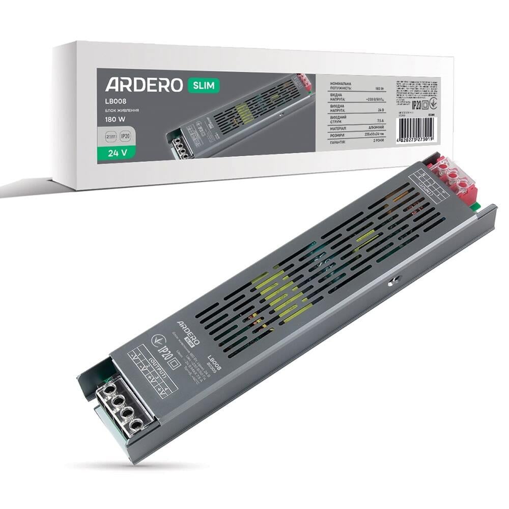 Блок живлення для LED стрічки ARDERO LB008 24V 180 Вт IP20 (80305)