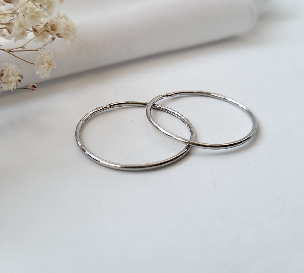 Серебряные серьги пара кольца Конго 30 мм тонкие 925 проба 1,80 г (5003)