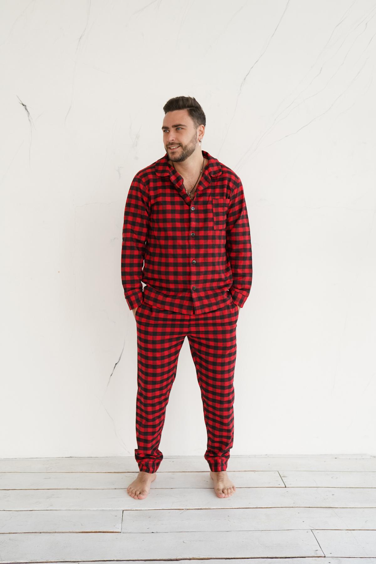 Пижама мужская фланелевая Кубик домашняя 3XL Красно-черный (24127/5) Пижама мужская фланелевая Кубик домашняя 3XL Красно-черный (24127/5)