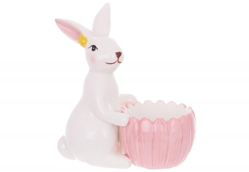 Подставка для яйца Bunny 13 см Белый с розовым (733583)