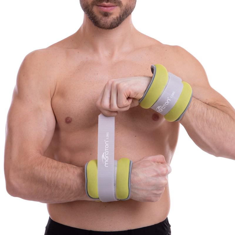 Утяжелители-манжеты для рук и ног Maraton Pro 2х1,5 кг Желтый/Серый (FI-2858-3) - фото 5