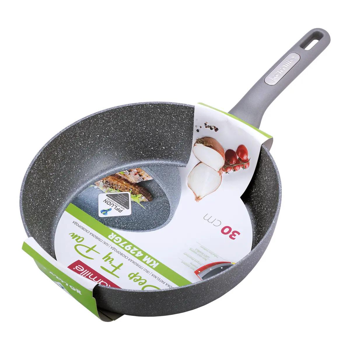 Сотейник Kamille з литого алюмінію з гранітним покриттям для індукції та газу 30 см (KM-4297GR)