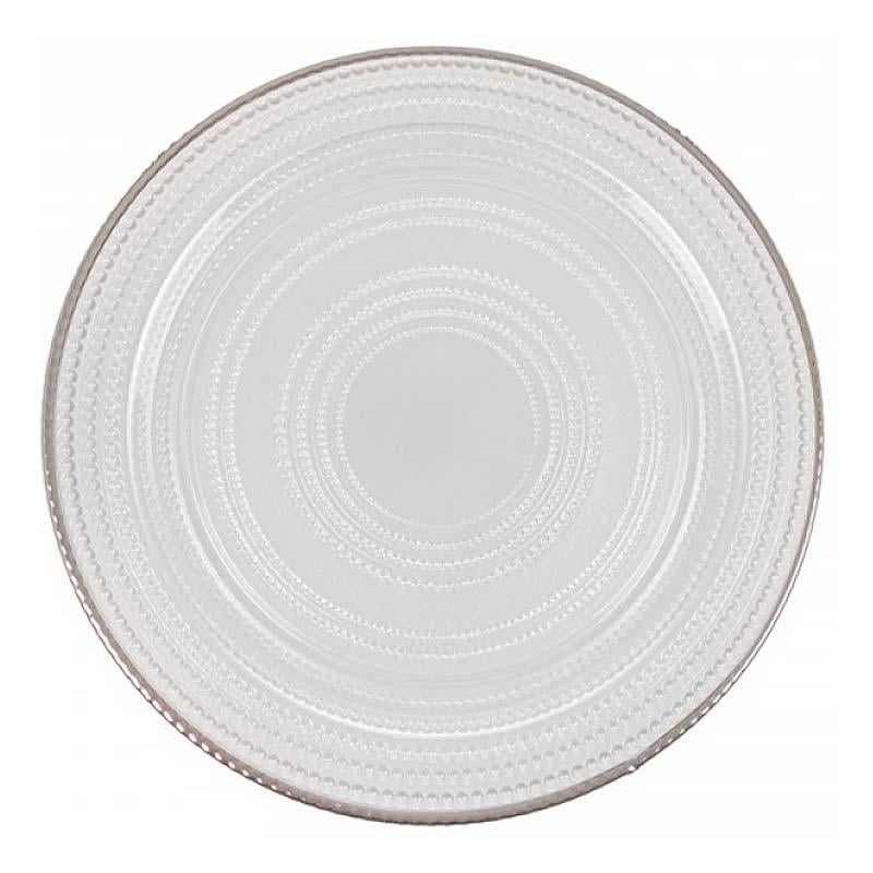 Тарелка декоративная подставная стеклянная Light House Параллель 33 см Белый (811-016)