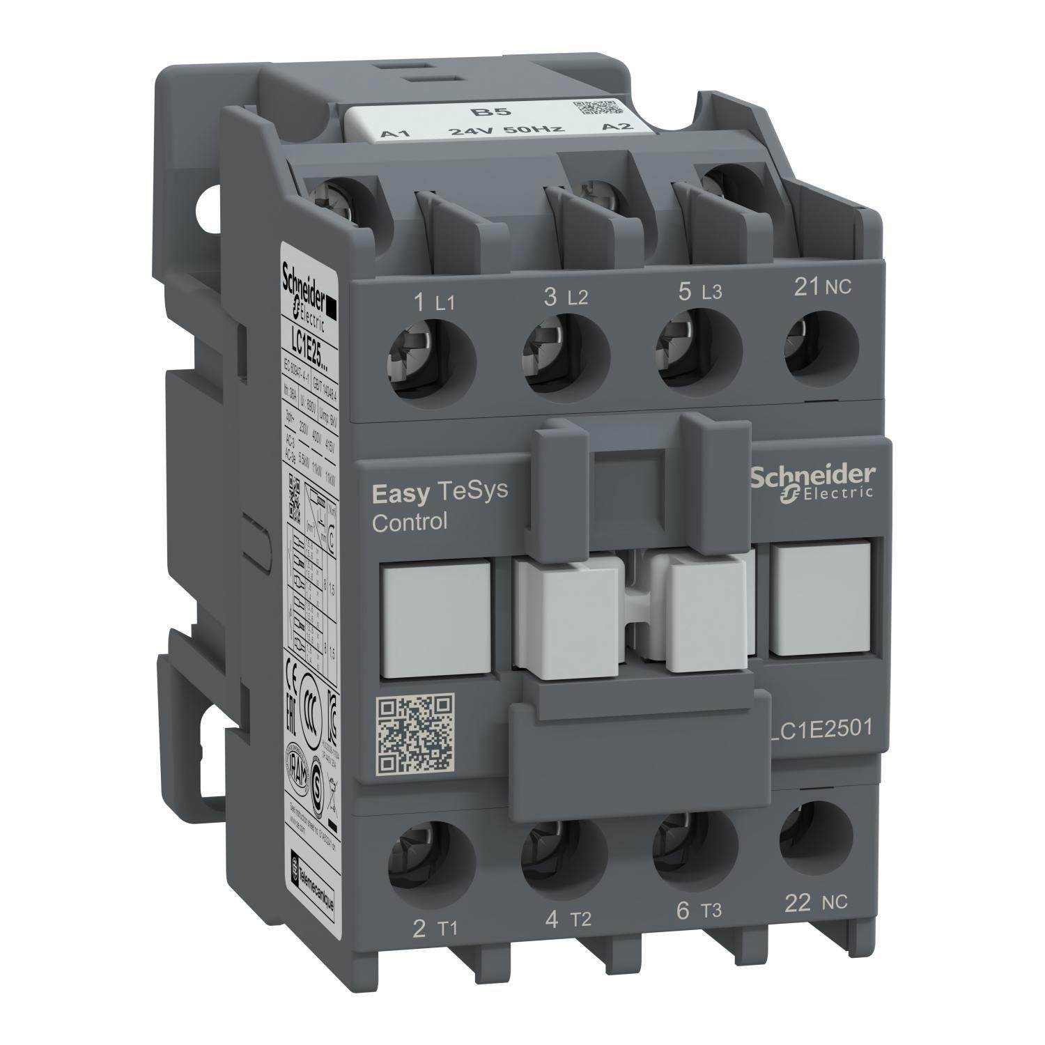 Контактор-пускатель Schneider Electric Easy TeSys 25А 24 В 1NC (LC1E2501B5)
