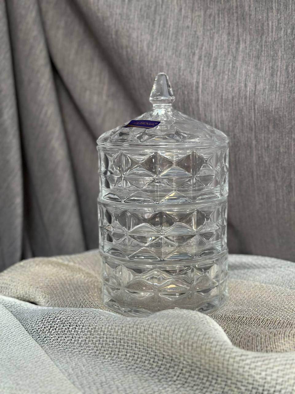 Сахарница-этажёрка Helios Вавилон стеклянная 3-х уровневая Прозрачный (5182) - фото 2 Сахарница-этажёрка Helios Вавилон стеклянная 3-х уровневая Прозрачный (5182) - фото 2