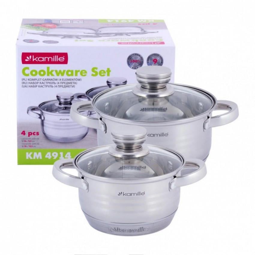 Набір каструль Kamille KM-4914 із нержавіючої сталі 1,5/2 л 4 пр. (1195471538)