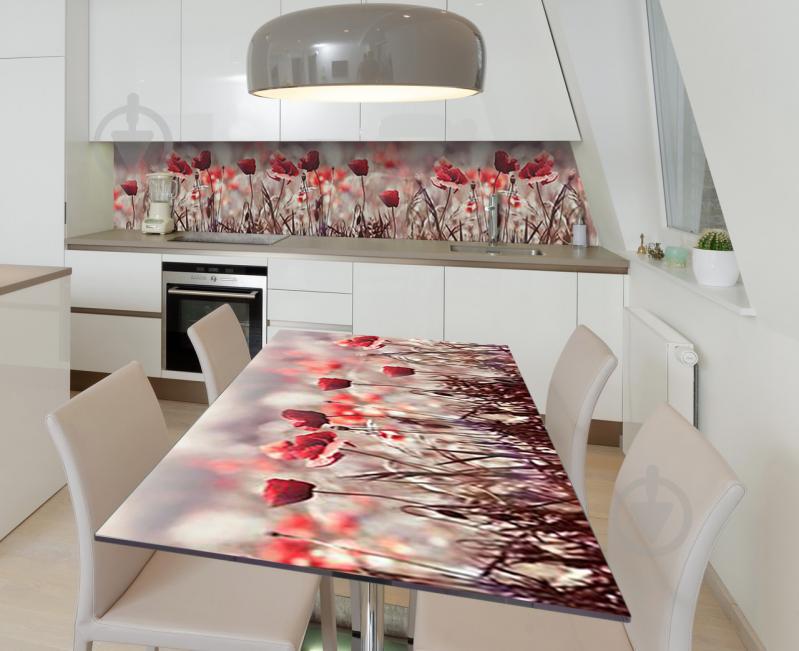 Наклейка 3Д виниловая на стол Zatarga «Потухший мак» 600х1200 мм для домов, квартир, столов, кофейн, кафе