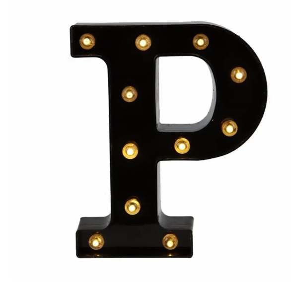 Літера з підсвіткою P об'ємна маленька 22x18 см Чорний (Ч1256) Літера з підсвіткою P об'ємна маленька 22x18 см Чорний (Ч1256)