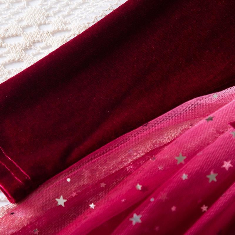 Сукня дитяча святкова Луна бархатна з фатином 100 см Вишнево-червоний (11107050500) - фото 6 Сукня дитяча святкова Луна бархатна з фатином 100 см Вишнево-червоний (11107050500) - фото 6