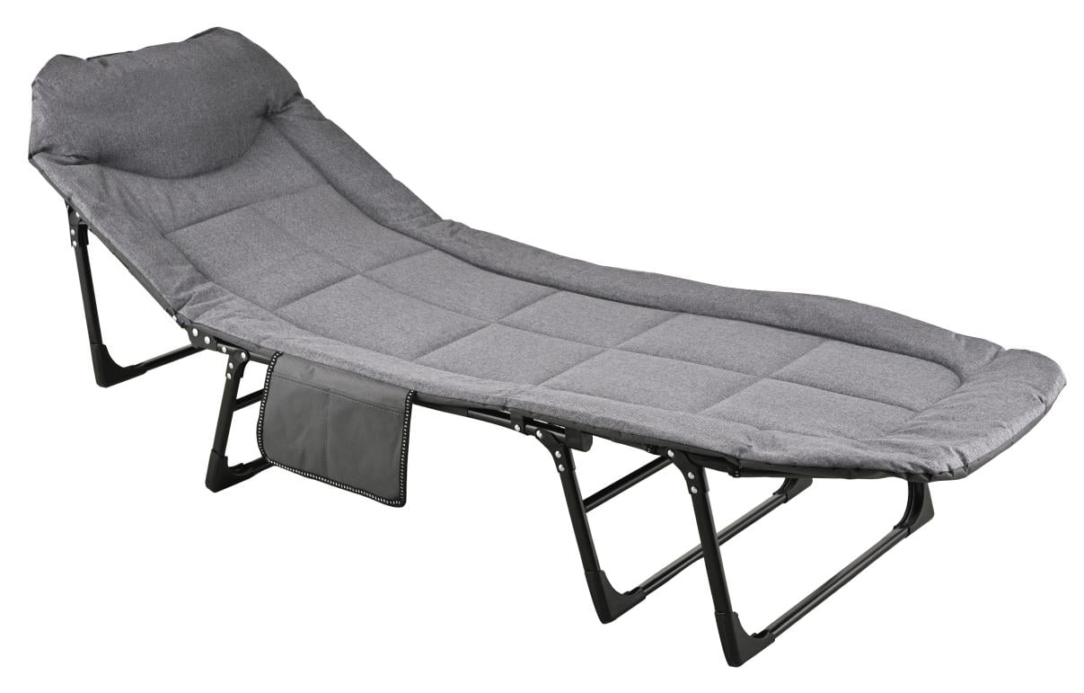 Шезлонг-лежак Bonro B-006 с карманами Темно-серый (5111)