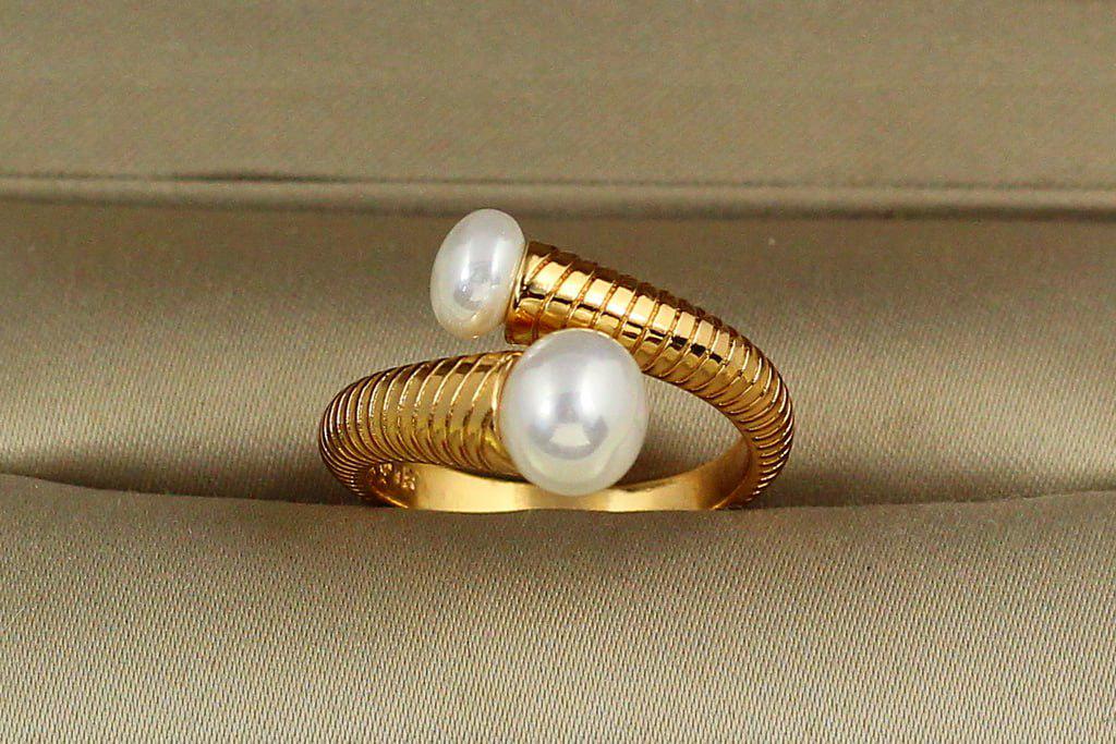 Кольцо Xuping Jewelry поцелуй с жемчужинами р. 18 Золотистый (29196925)