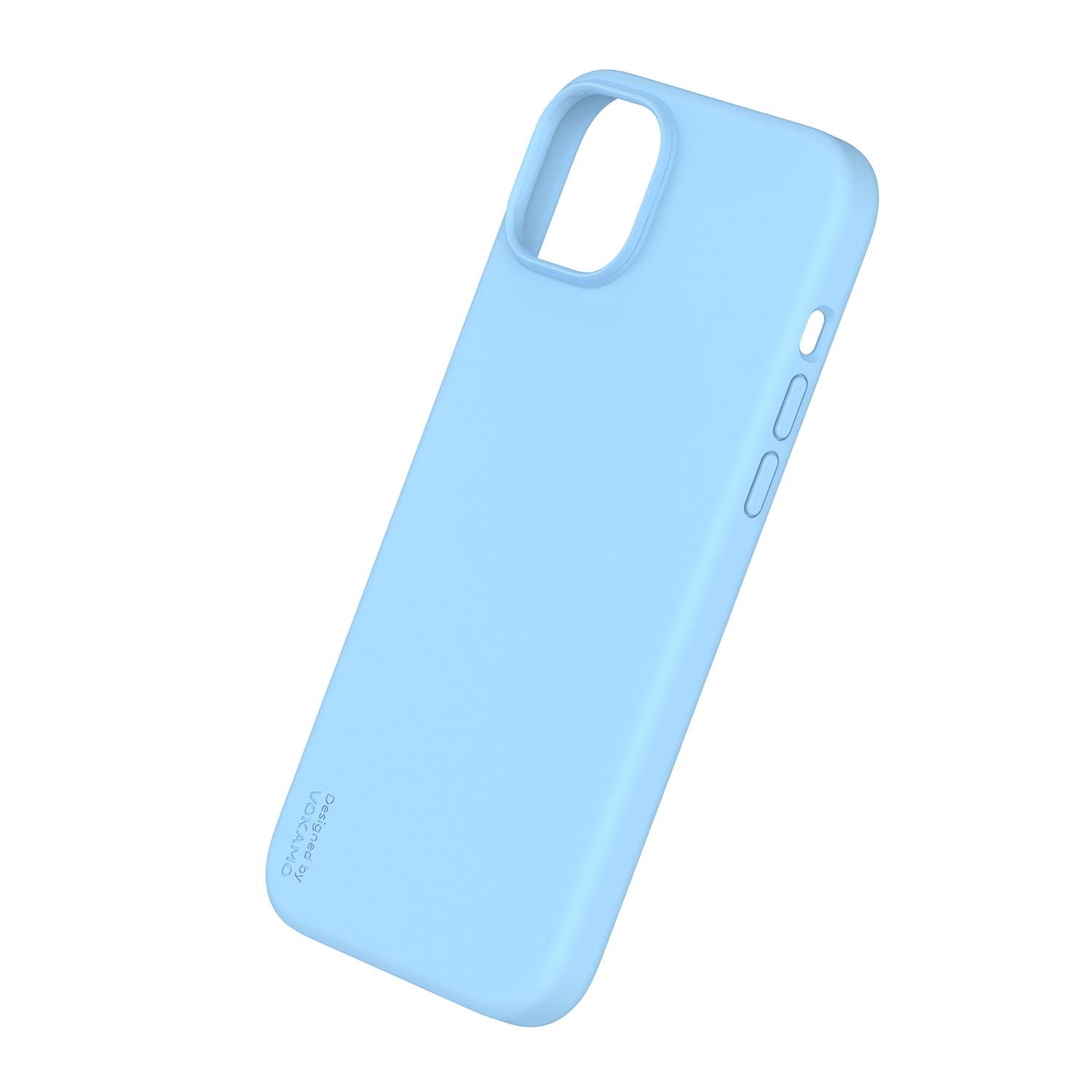 Жидкий силиконовый чехол для iPhone 15 Plus с магнитом VOKAMO Blue - фото 6