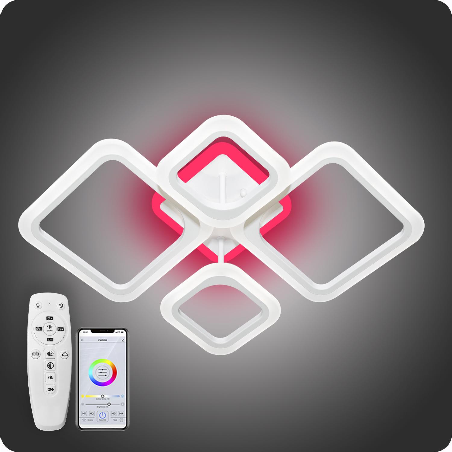 Люстра світлодіодна 517 Dlight 3color з пультом 80 Вт Білий (02070) - фото 2