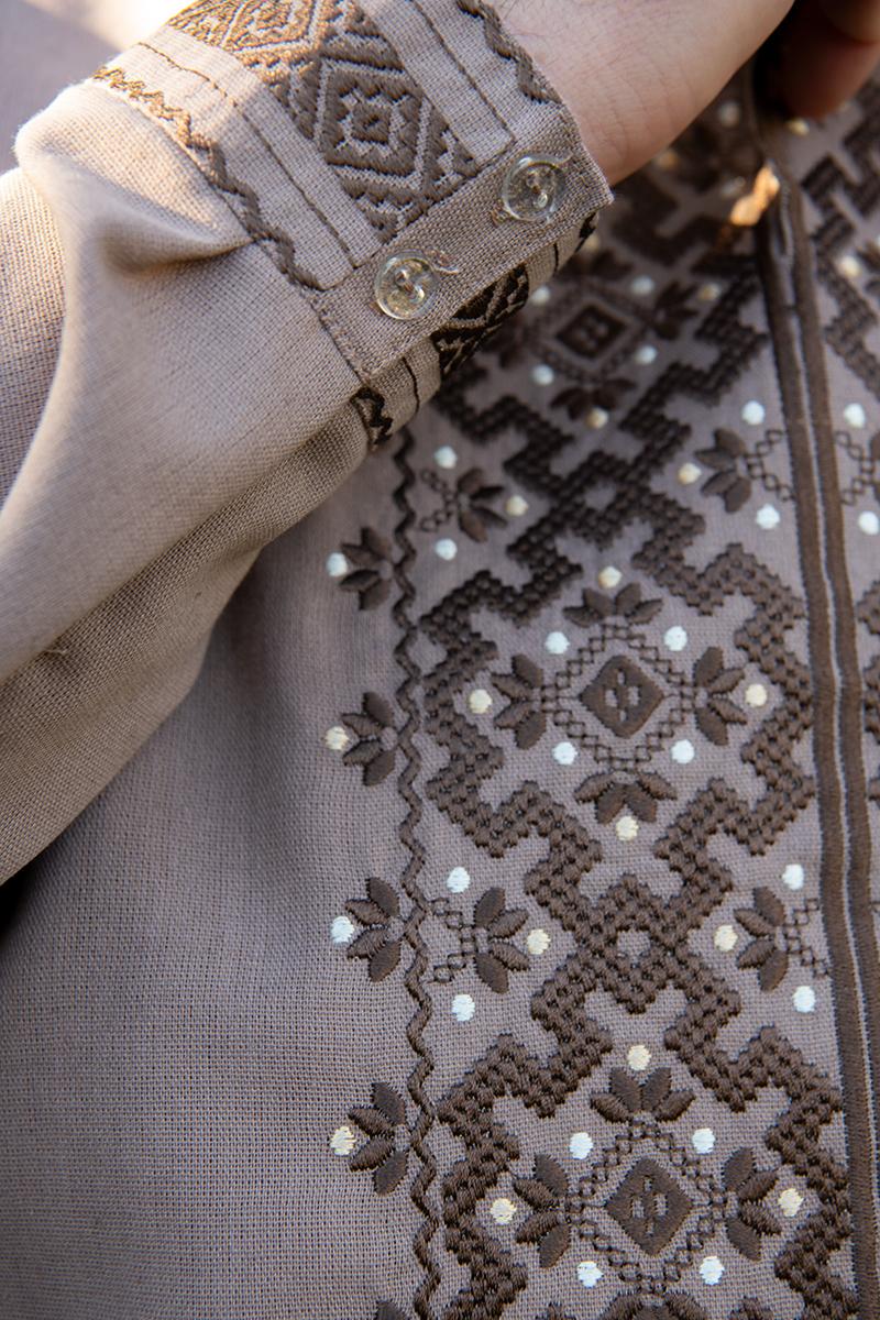 Вышиванка мужская натуральный лен 2XL (2424050179) - фото 6 Вышиванка мужская натуральный лен 2XL (2424050179) - фото 6