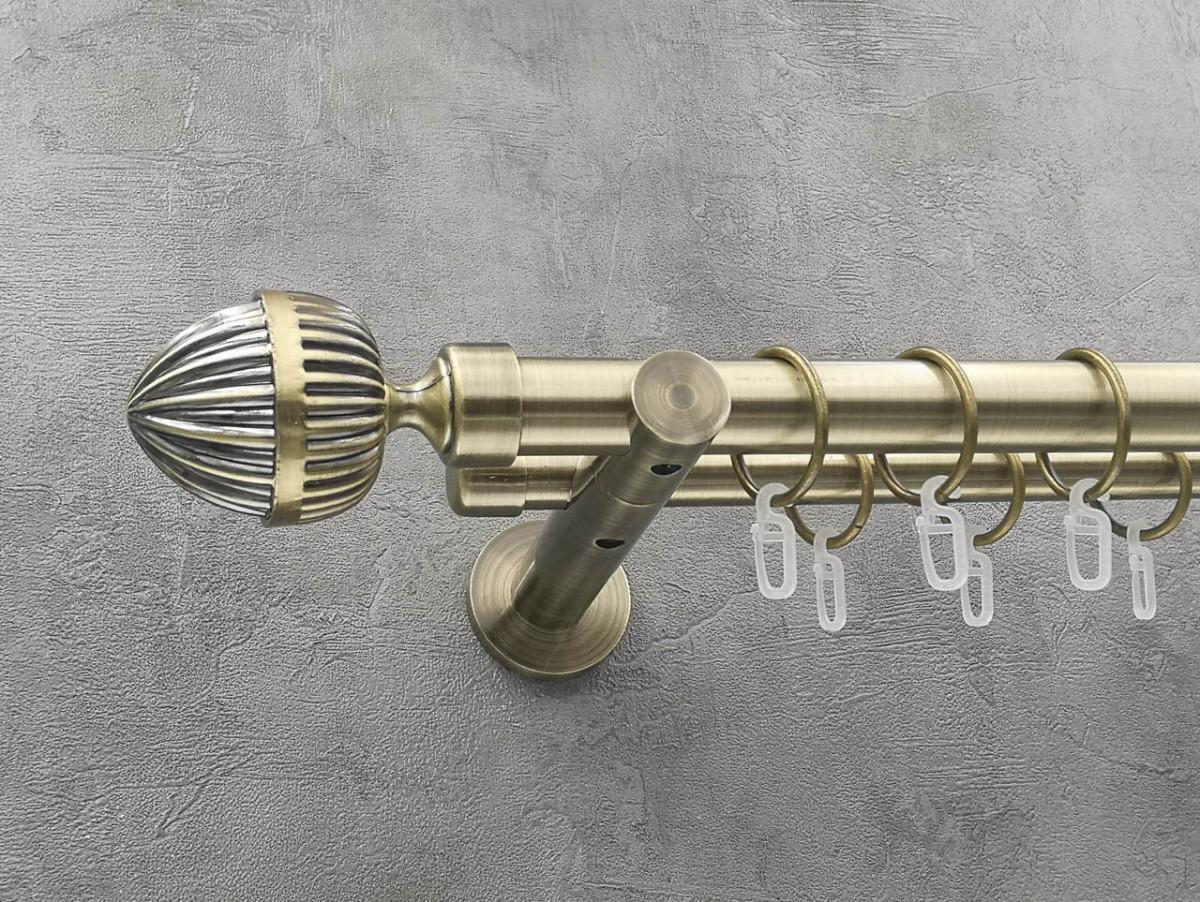 Карниз Quadrum Одеон гладкая штанга двойной универсальный 25/19 мм 320 см Антик (262045626)