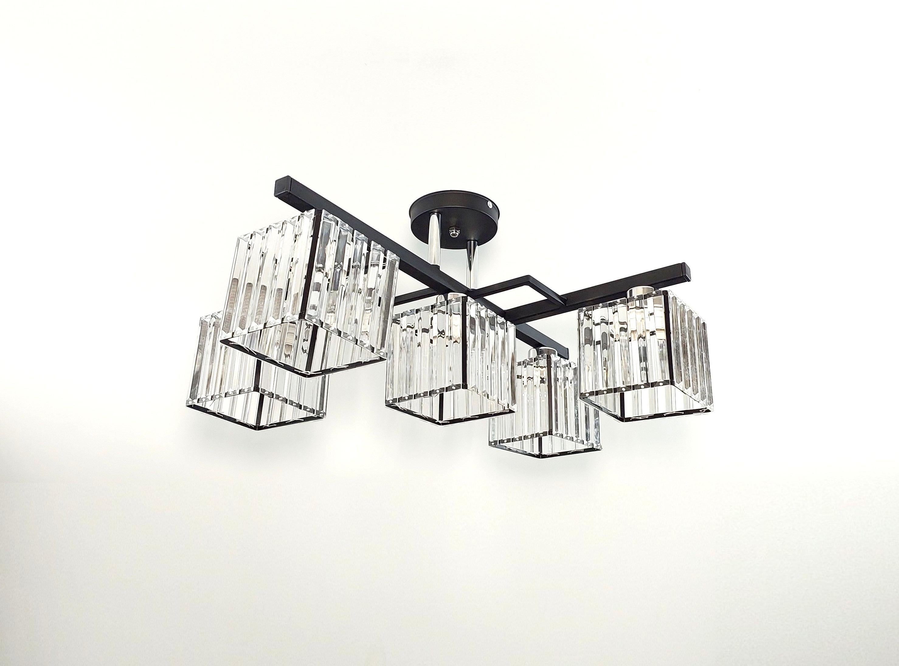 Люстра потолочная Лофт 1278/5 на пять плафонов металлическая Черный