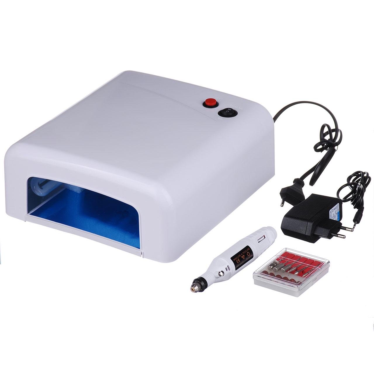 Набор для наращивания ногтей KITUA фрезер ручной с УФ лампой Белый Набор для наращивания ногтей KITUA фрезер ручной с УФ лампой Белый