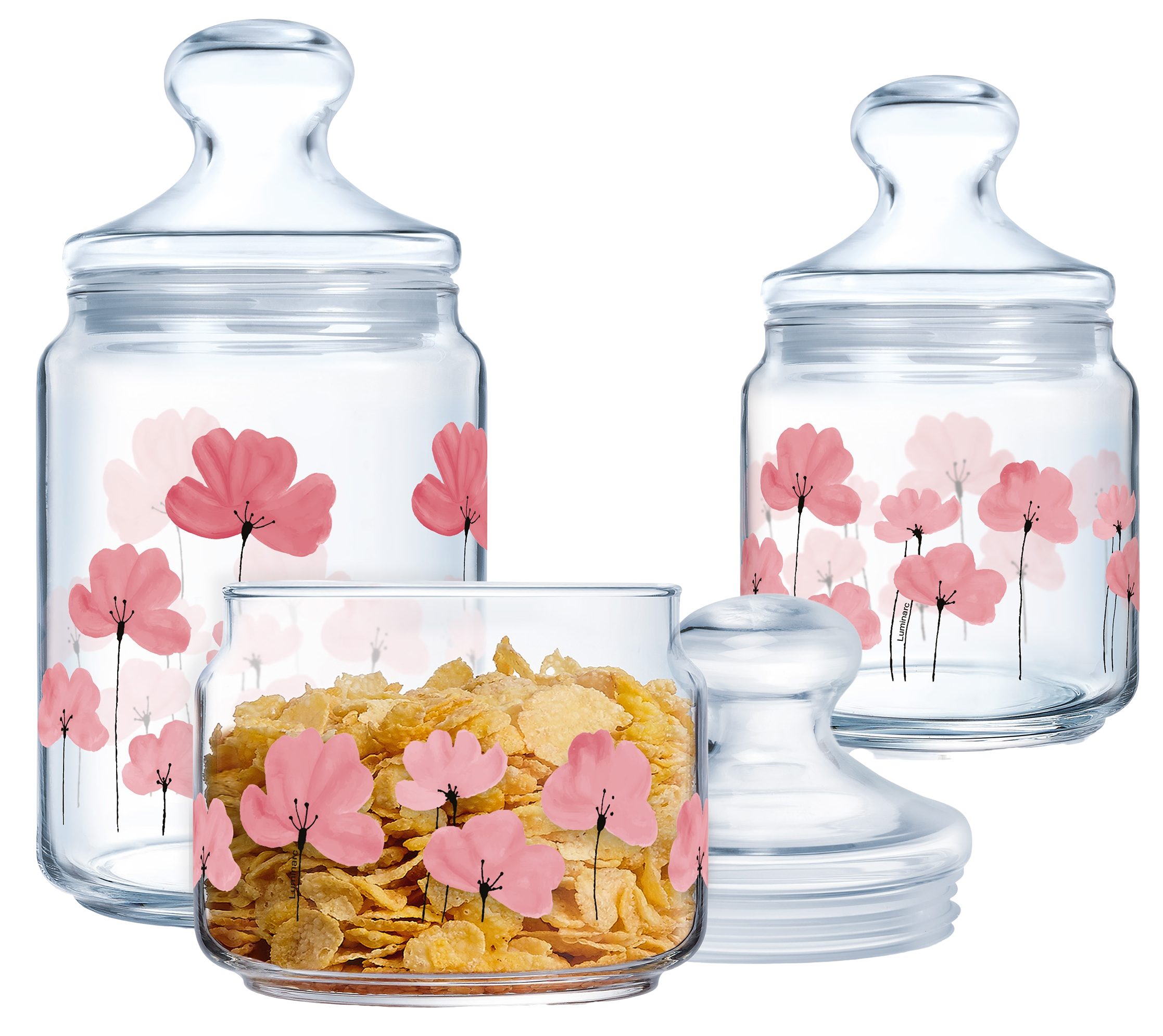 Набір банок LUMINARC CLUB FLORALIS 3 шт 0.5, 0.75, 1 л (UG-X1081)