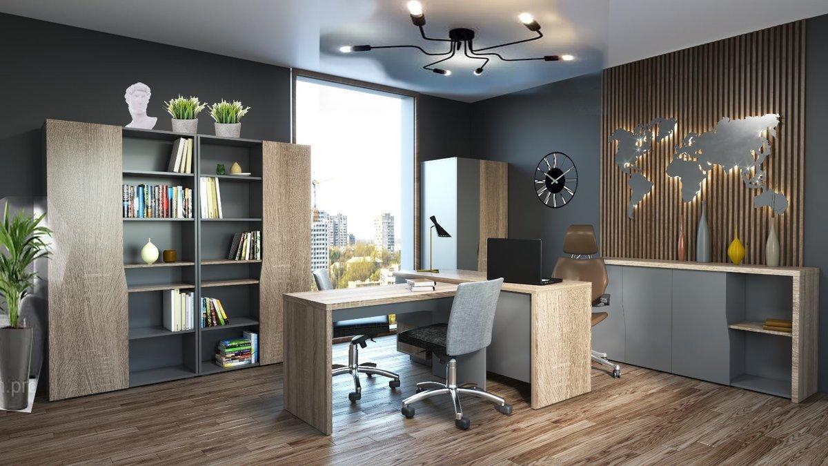 Стіл письмовий офісний Intarsio Connect Дуб сонома трюфель/Антрацит (CONNECT_C) - фото 3 Стіл письмовий офісний Intarsio Connect Дуб сонома трюфель/Антрацит (CONNECT_C) - фото 3