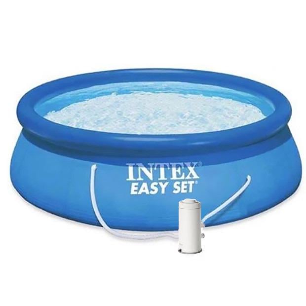 Бассейн семейный Intex с надувным кольцом 366х76 см и фильтр-насос 2006 л/час с картриджем  (28132)