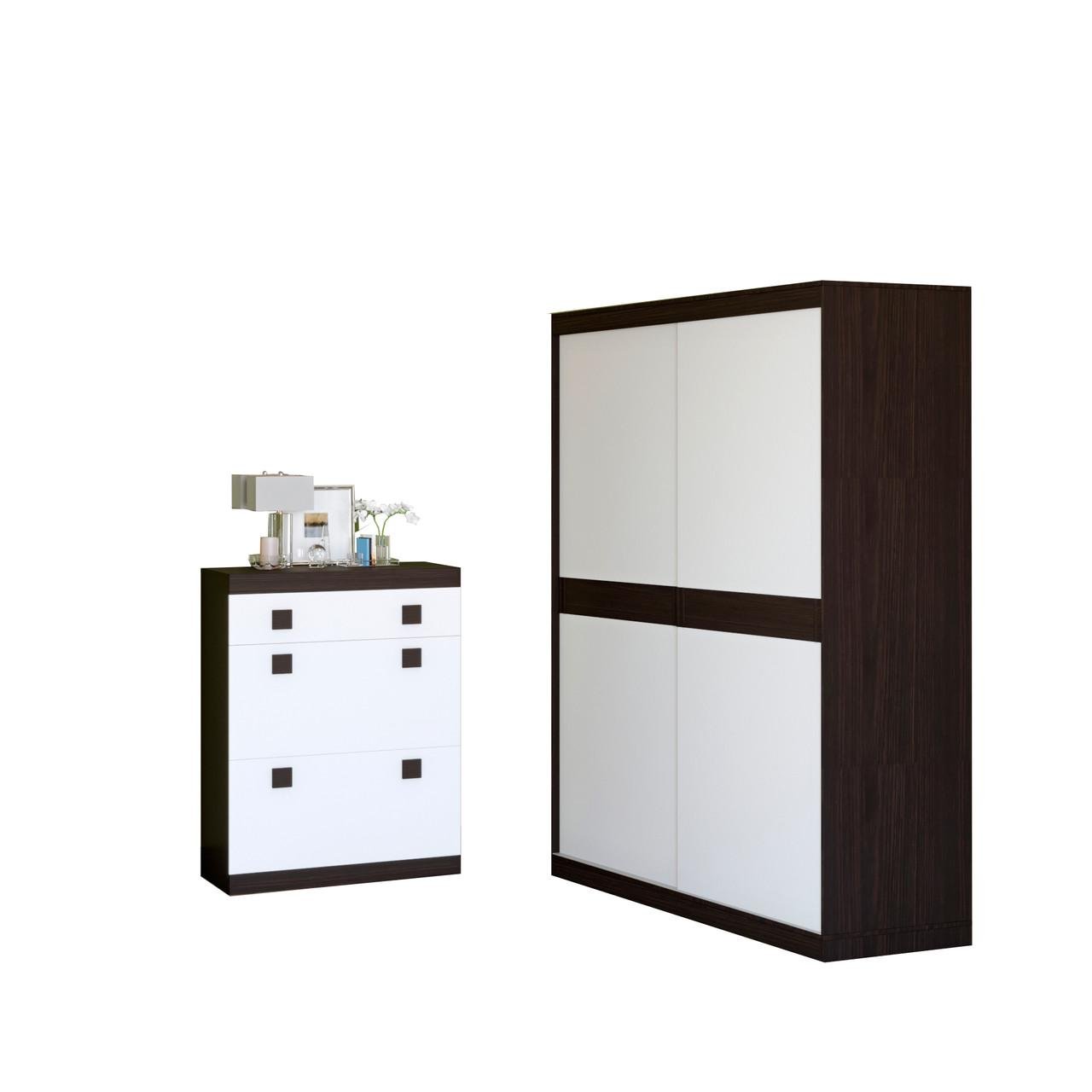 Прихожая Эверест Соната комплект 11 модульная 2 элемента Венге темный/Белый (DTM-2524)