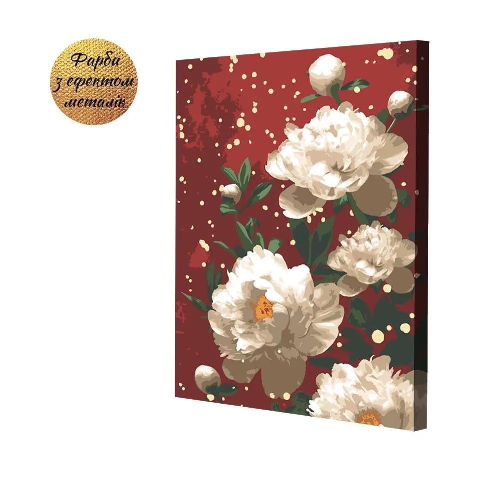 Картина по номерам Riviera Blanca "Белые цветы в бархате" ITR-108 2 шт. в наборе краска с металлическим эффектом (RB-1087/RB-1102) - фото 4