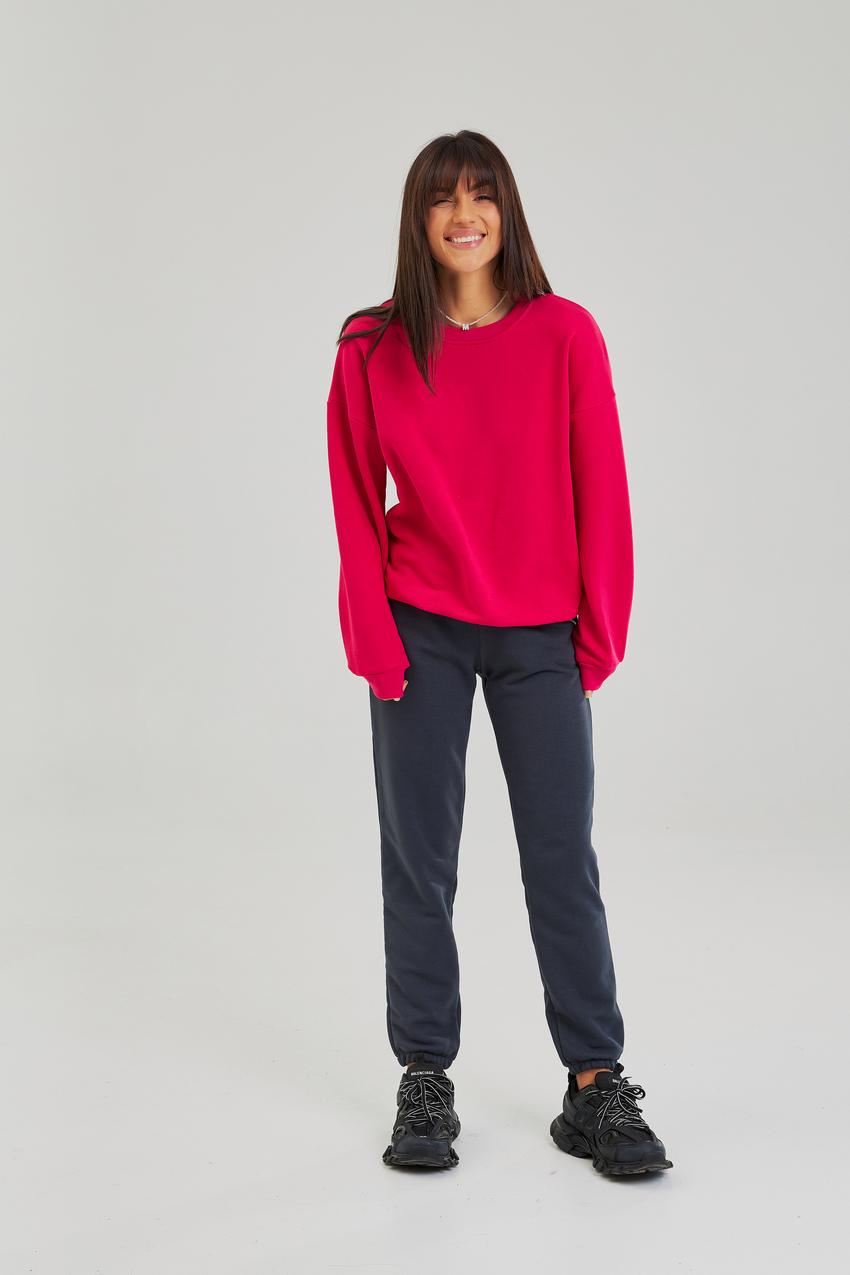 Світшот жіночий М126.3 петля з кишенями M Малиновий (689-1-61) - фото 2 Світшот жіночий М126.3 петля з кишенями M Малиновий (689-1-61) - фото 2