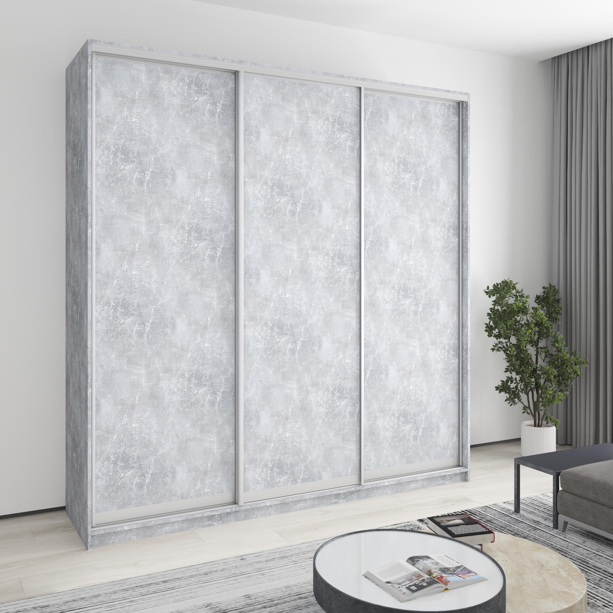 Шкаф-купе трехдверный MebelStar Комбо AL 3 ДСП 230x45x240 см Бетон (MBS-2075)