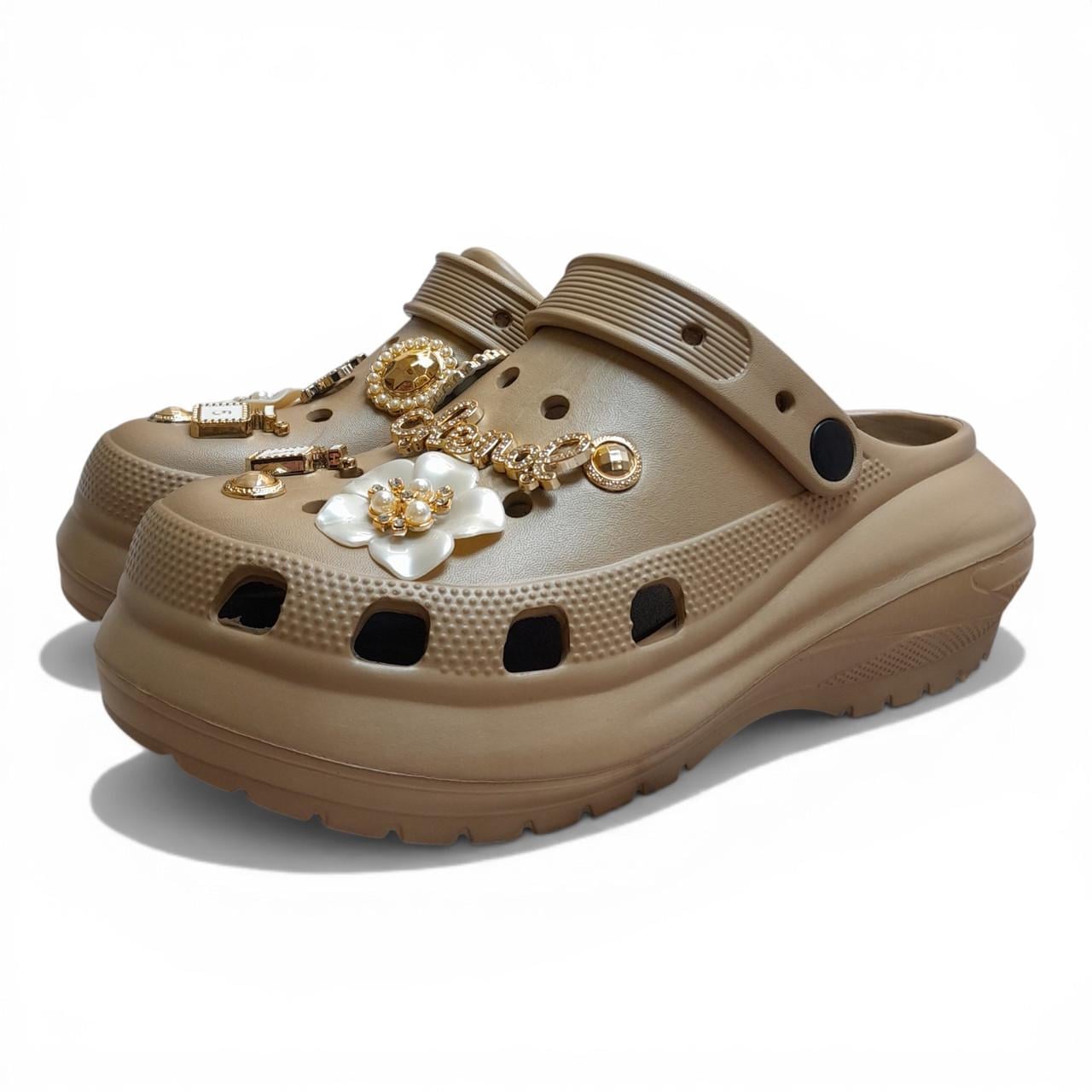 Сабо женские Progres с джибитсами р. 36 22,5 см Мокко (33798724)