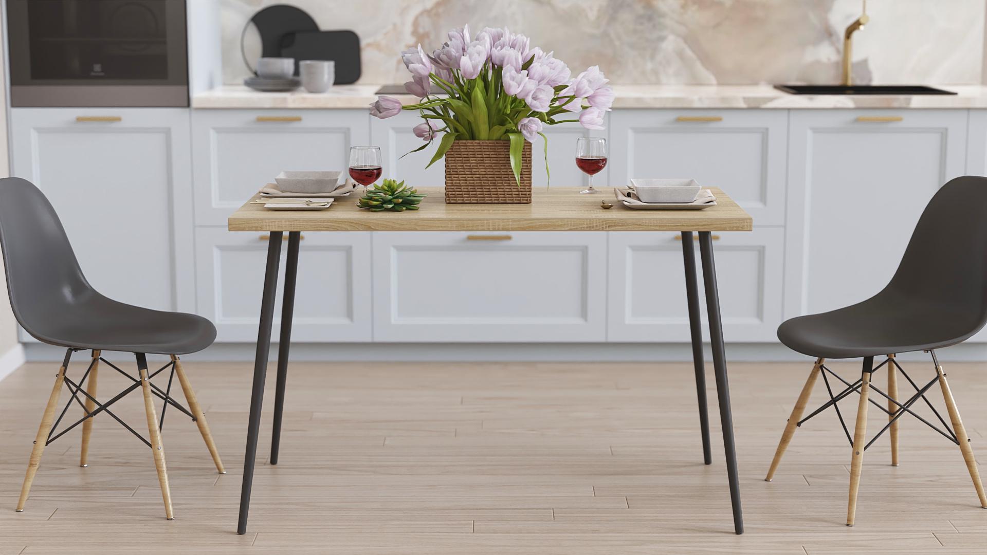 Обеденный стол Ferrum-decor Марсель 30 металл/ДСП 32 мм 75x120x60 см Черный/Дуб Сонома (FRD-106738)