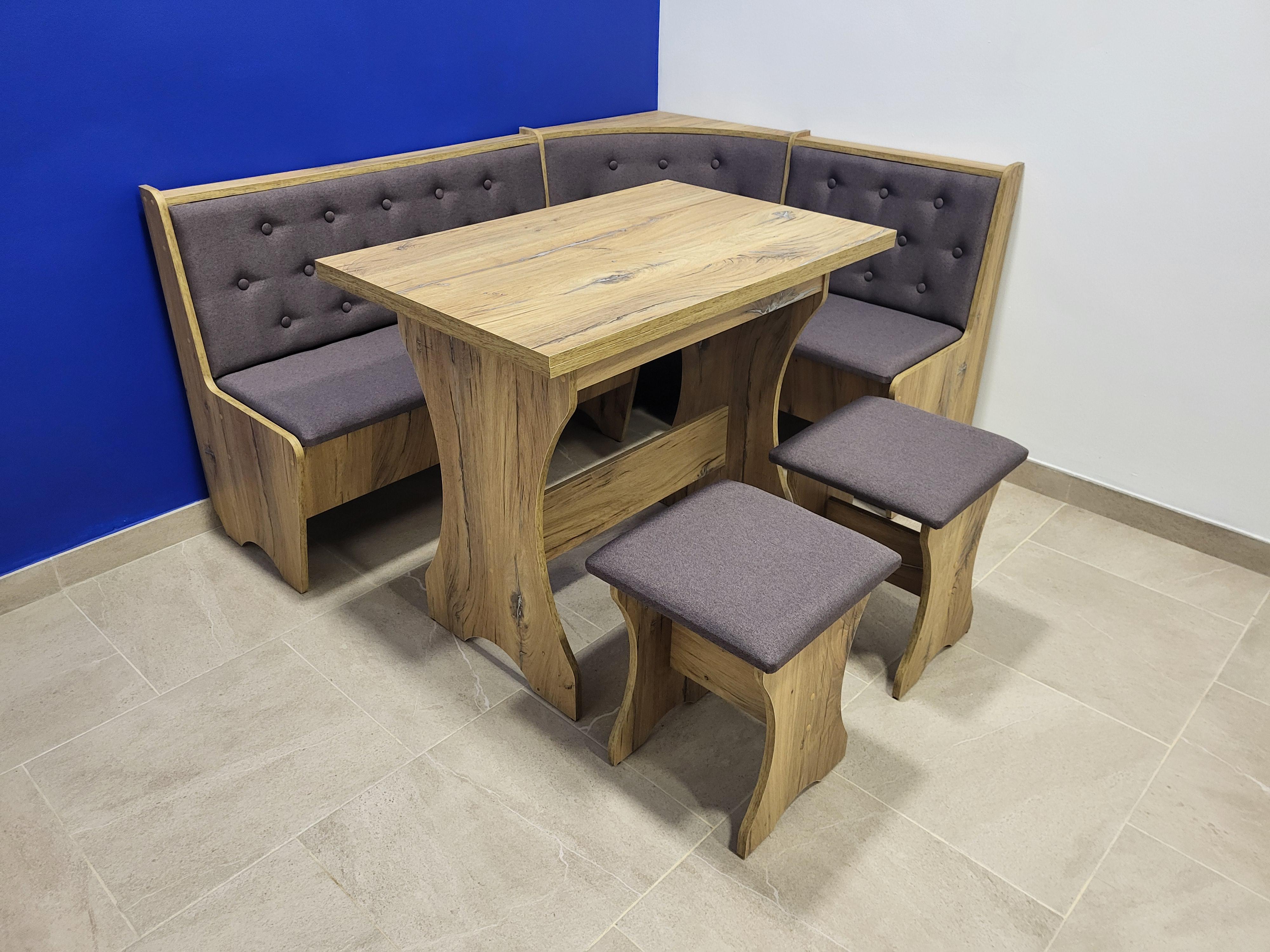 Кухонный уголок Семейный со столом и 2 табурета 113,5х153,5 см Дуб Флагшток/Бонус Нова (KSTT-DF-BN)