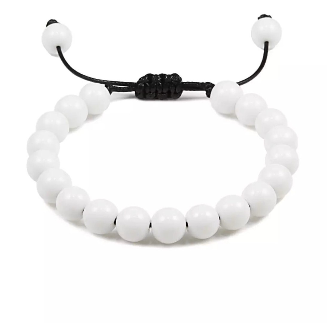 Браслет из агата на стяжке р. 18 Белый (80031)