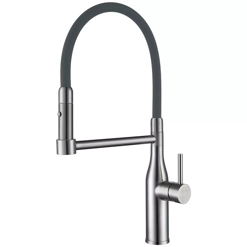 Смеситель для кухни Gappo G4398-55 с гибким изливом 2 режима серый
