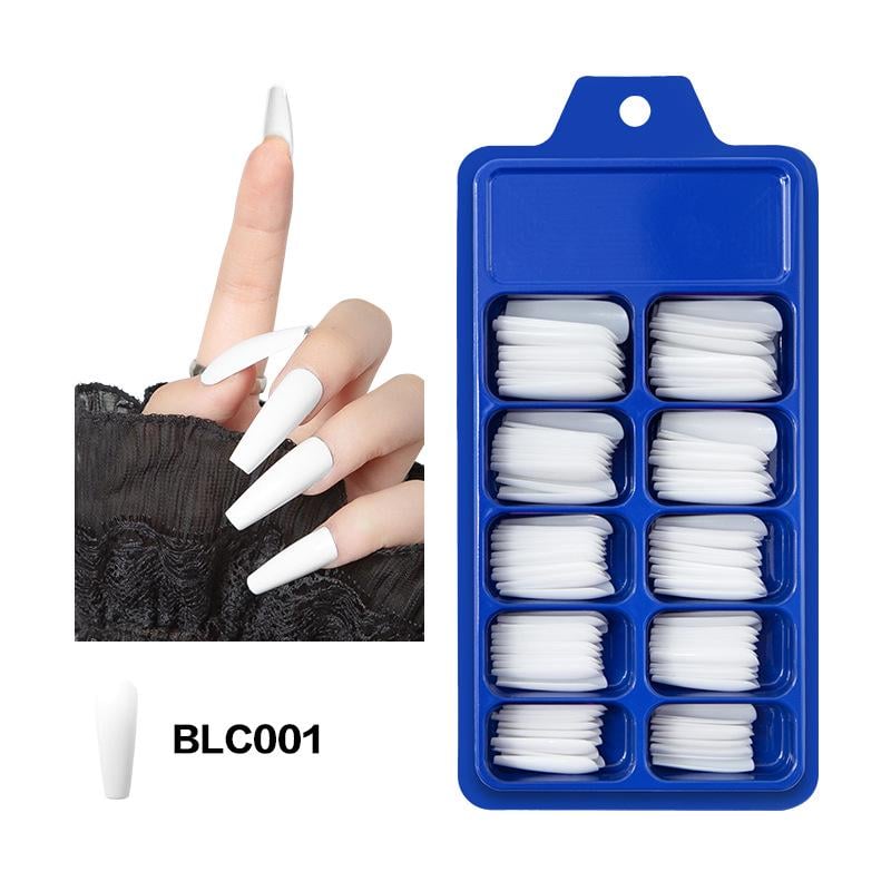 Накладные ногти балерина длинные однотонные Bananahall BLC001 100 шт. Белый (A9955) - фото 2