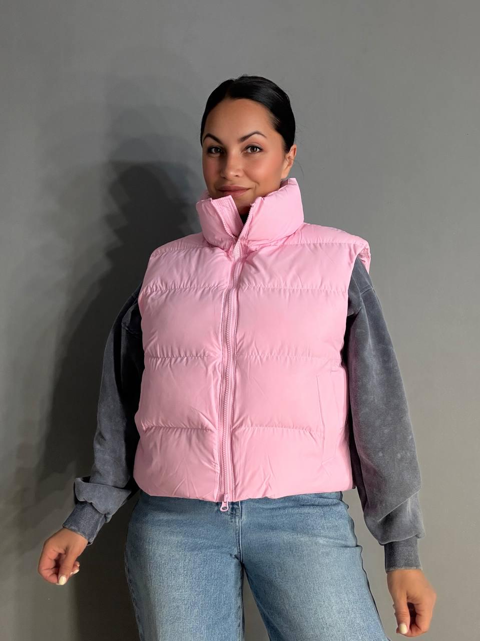 Жилетка жіноча A-N 10013 дута без капюшона р. 44 Рожевий - фото 5