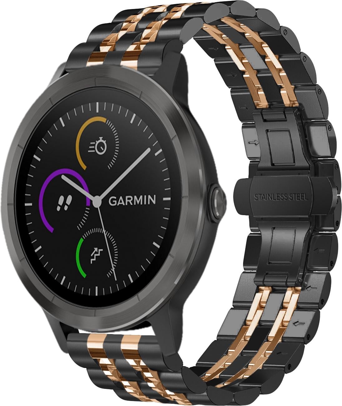 Браслет металлический Spinye Line для Garmin Vivoactive 3 Black Pink (29017-51)