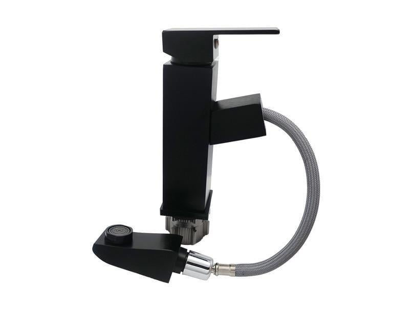 Смеситель для раковины умывальника Millz c выдвижным изливом спецпокрытие Черный (ТР-00026683)